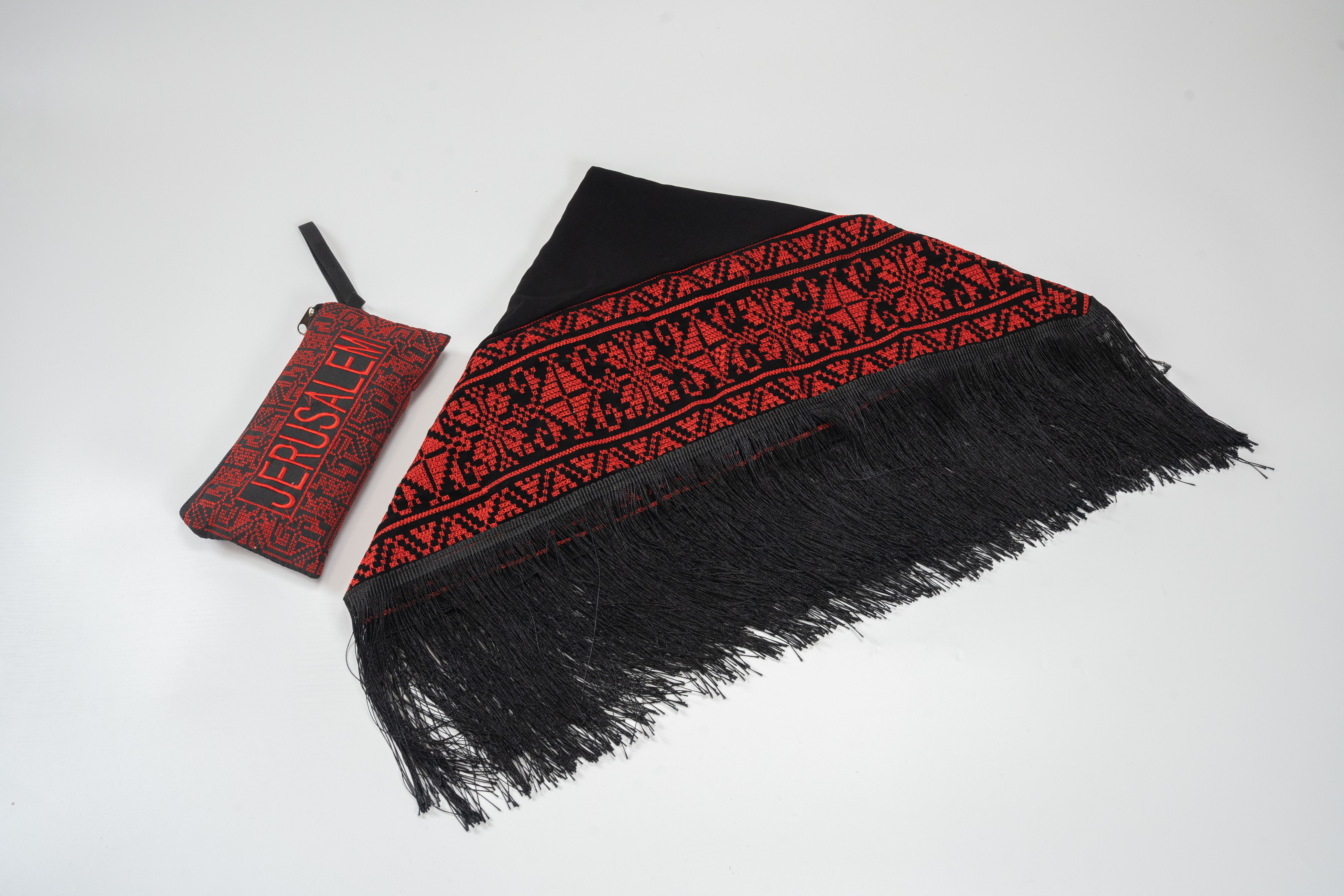 Embroidered Scarf and Jerusalem Wallet