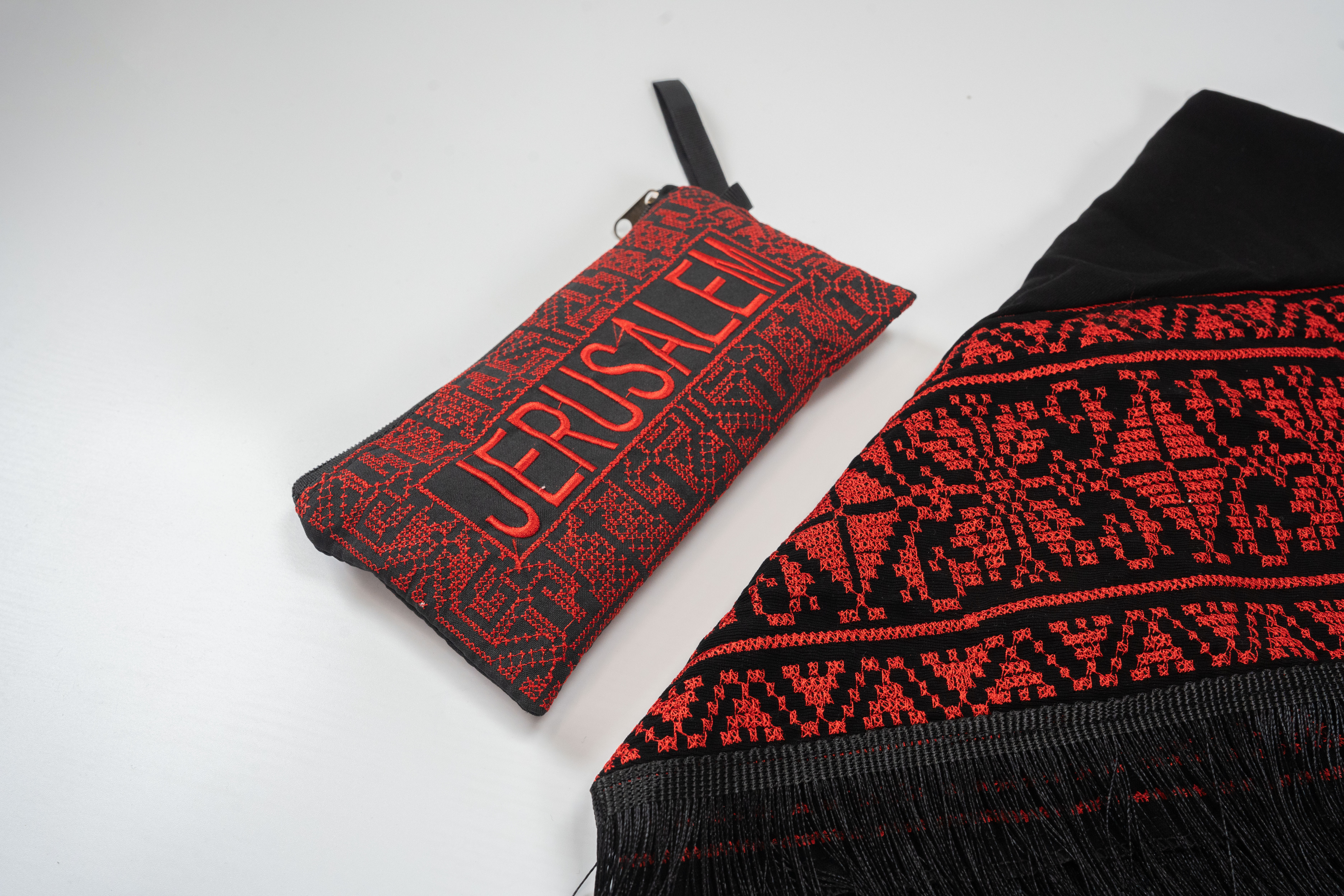 Embroidered Scarf and Jerusalem Wallet