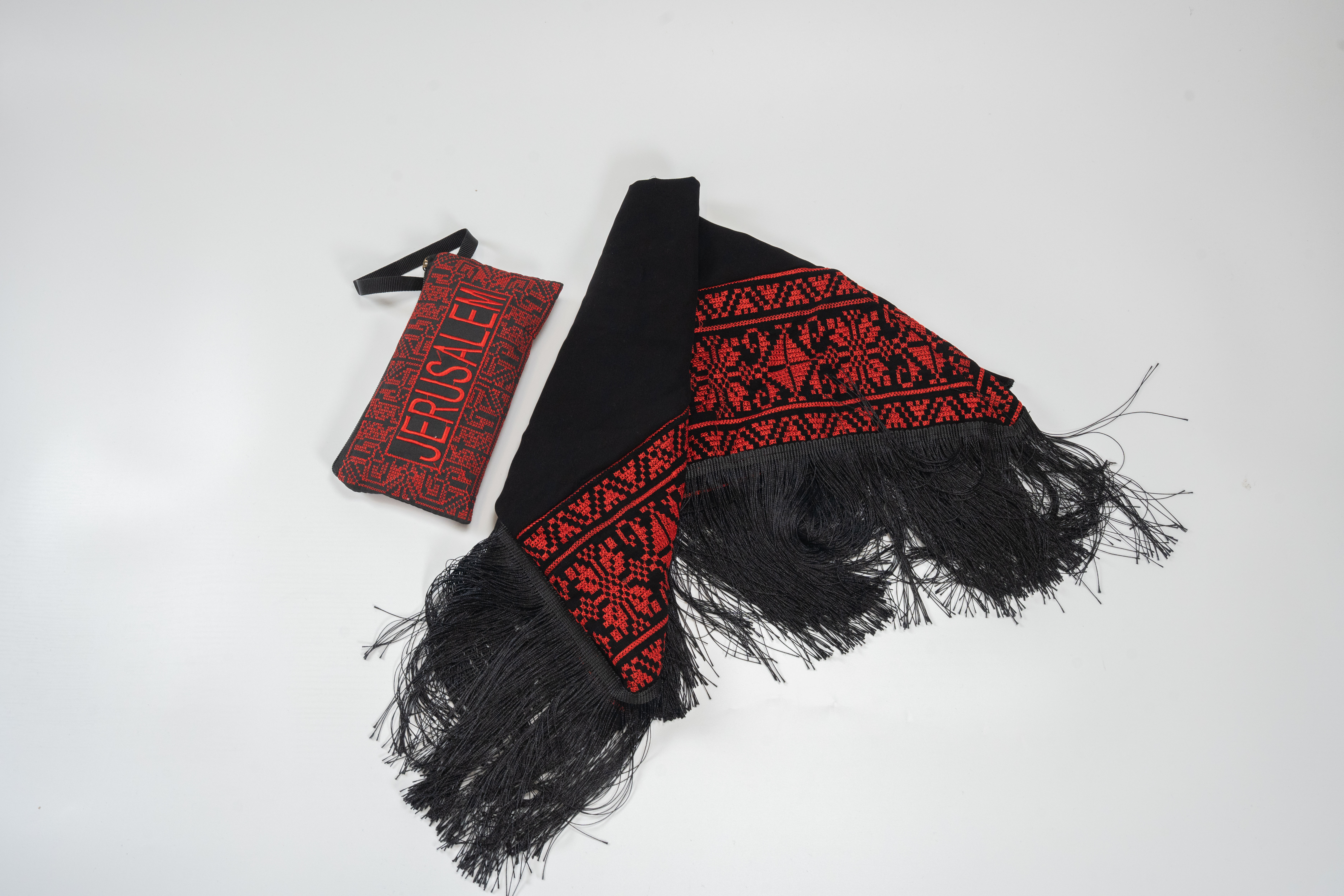 Embroidered Scarf and Jerusalem Wallet