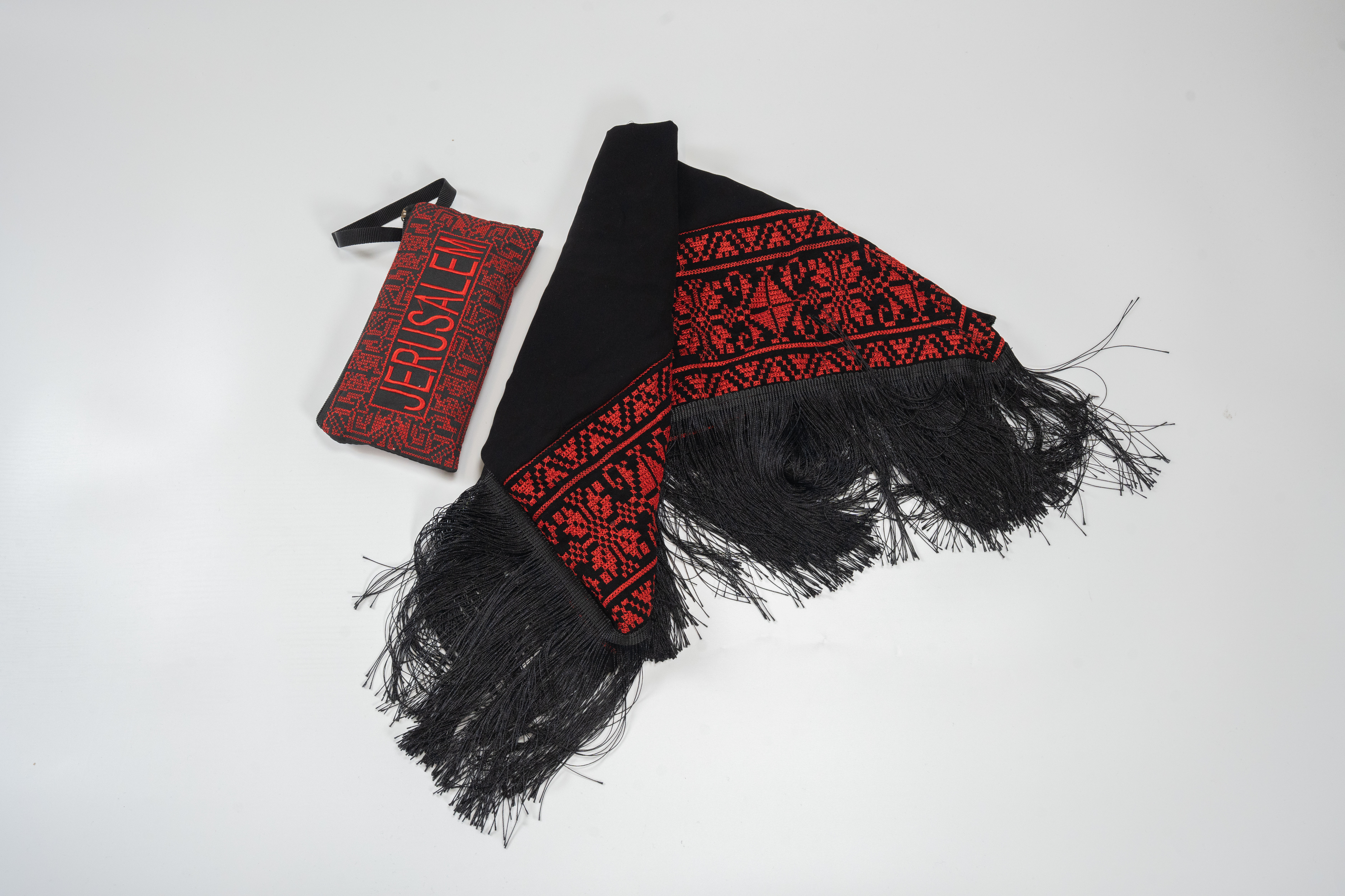 Embroidered Scarf and Jerusalem Wallet