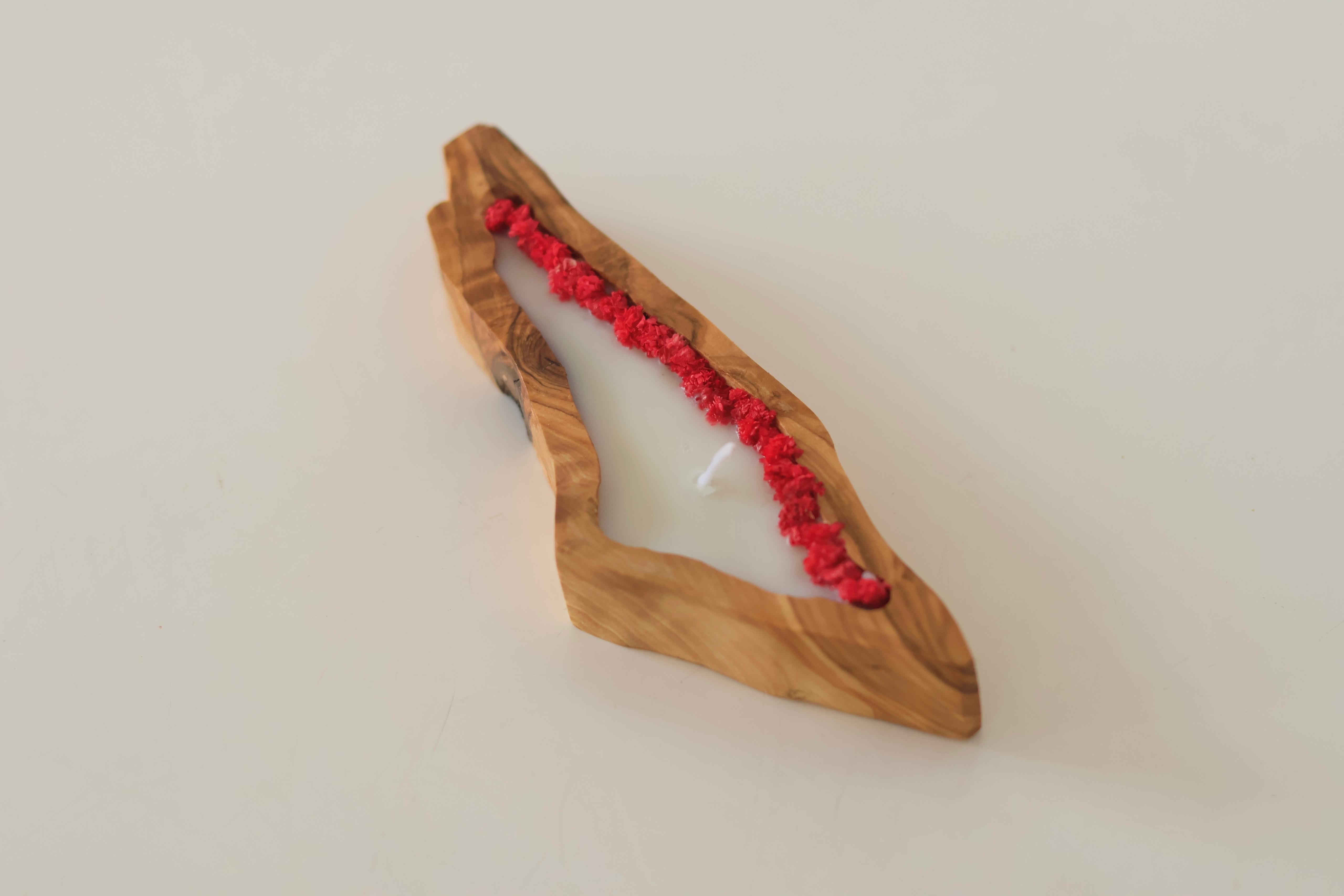 Small Candle with Palestinian Olive Wood