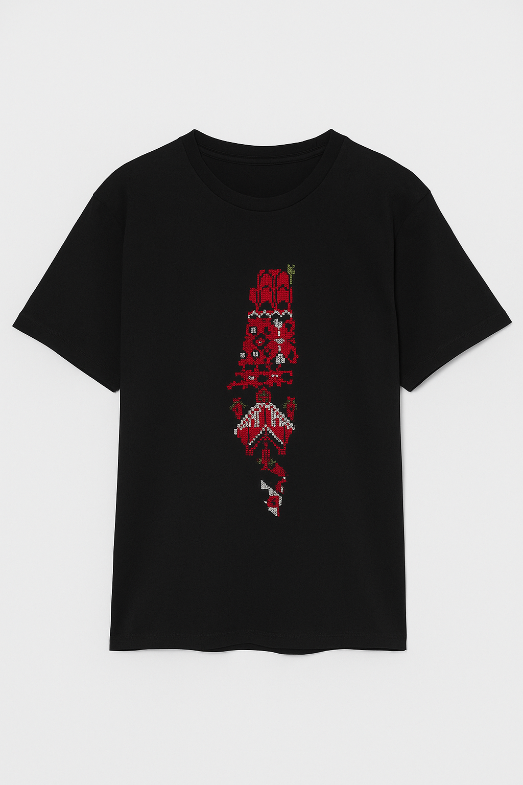T-shirt with Palestinian flag embroidery
