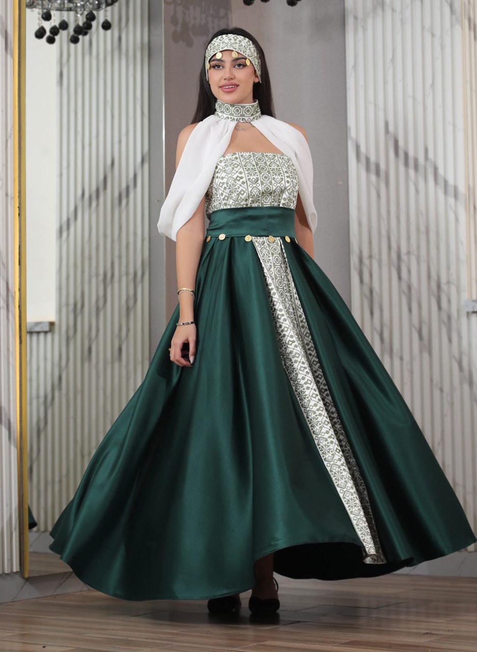 Embroidered Sleeveless Dress with Satin Extension and Neck Drape