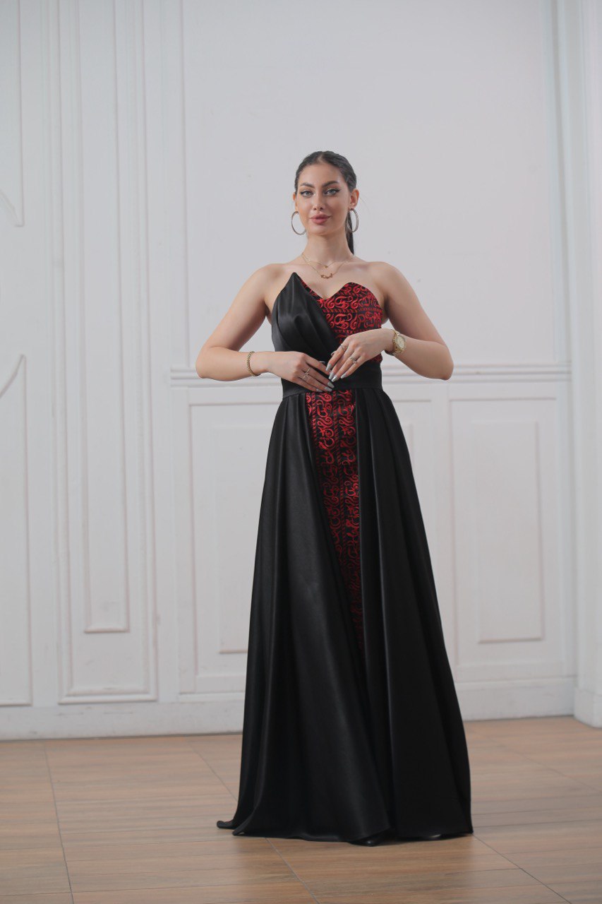 Embroidered Sleeveless Dress with Satin Extension