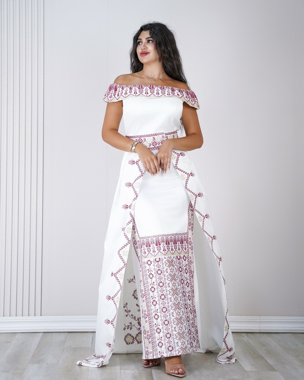 Embroidered Dress with Veil