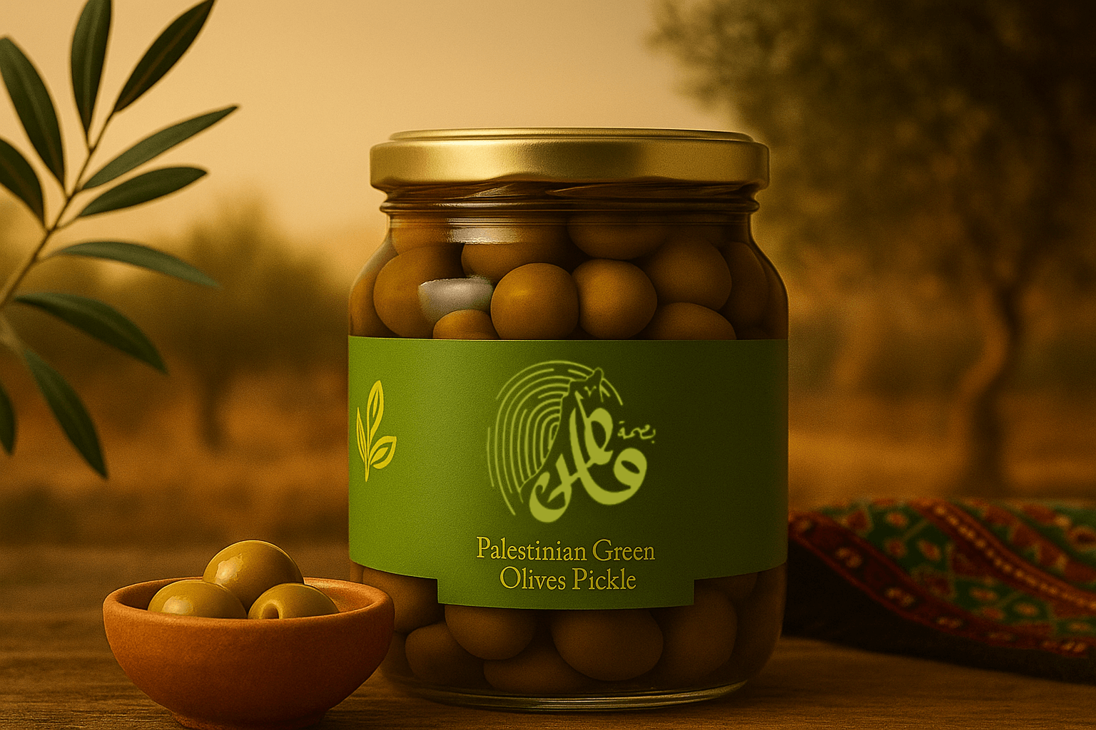 340g Palestinian local green olives.
