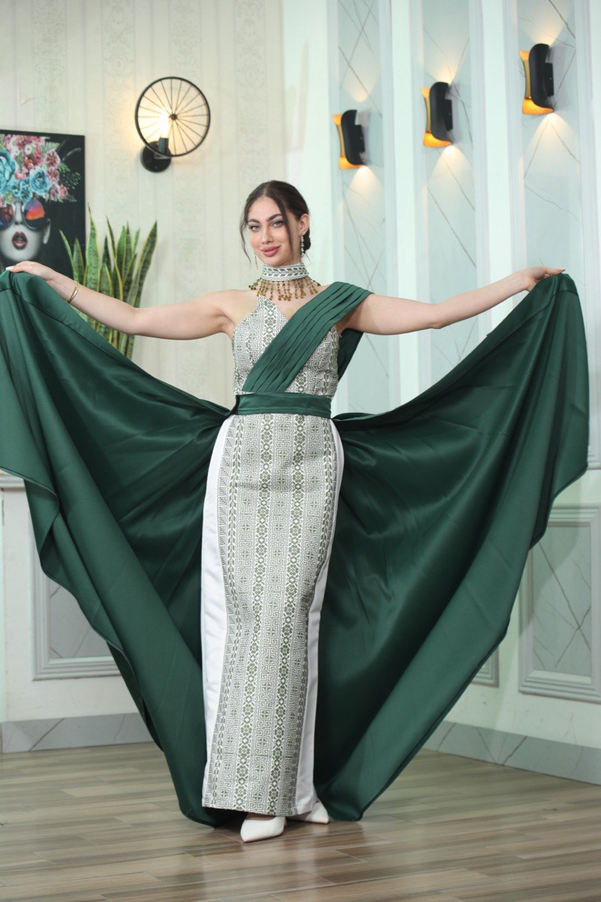 Embroidered Sleeveless Dress with Plain Extension