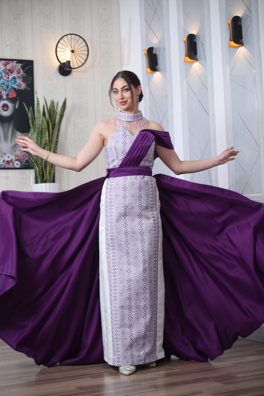 Embroidered Sleeveless Dress with Plain Extension