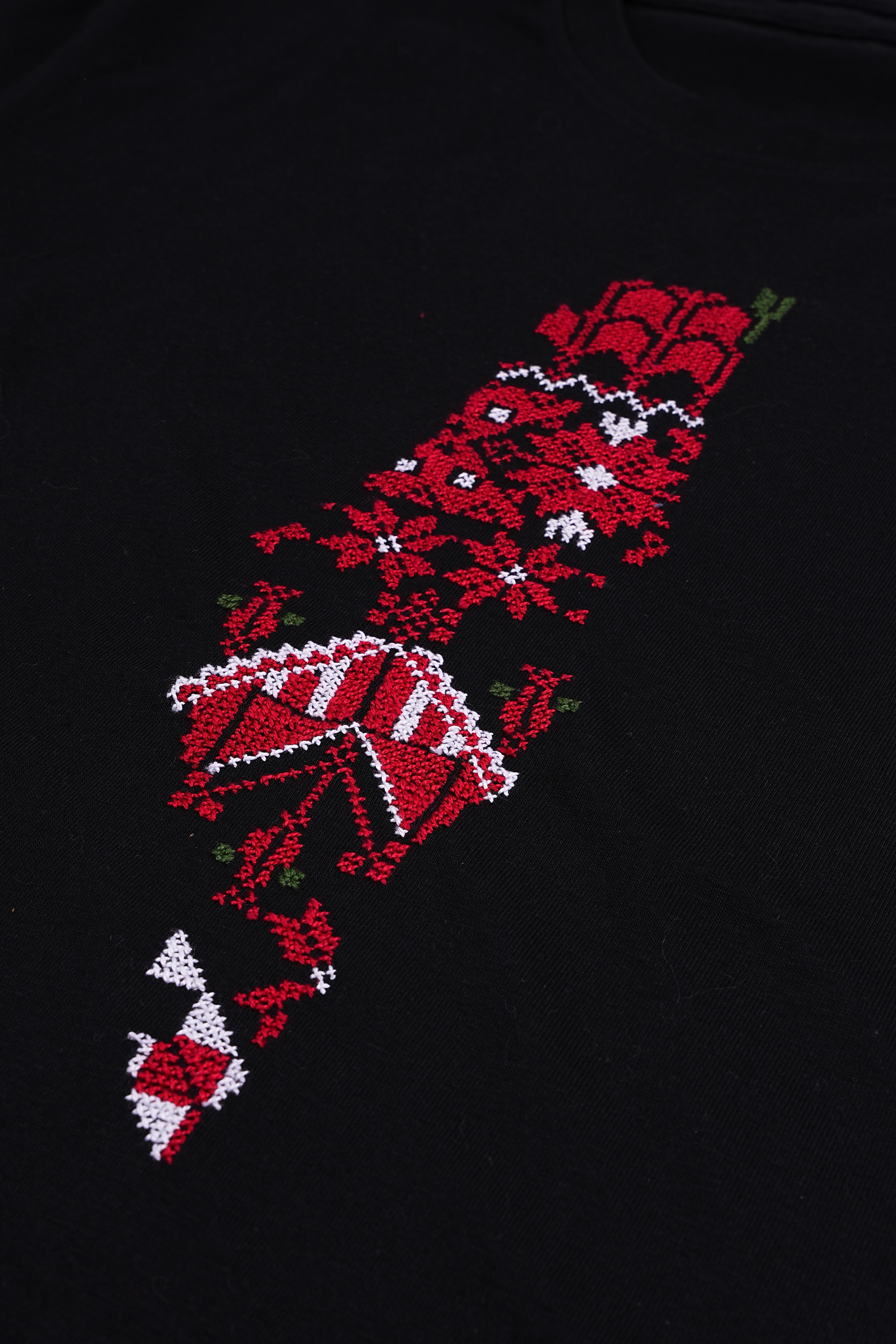 T-shirt with Palestinian flag embroidery